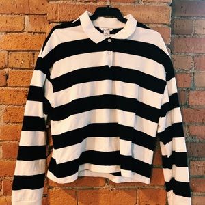 Monki Rugby Striped Polo Top